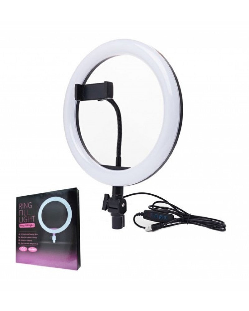 Professional 10-inch LED Ring Fill Light with Universal Phone Holder & Dimmable Lighting Modes